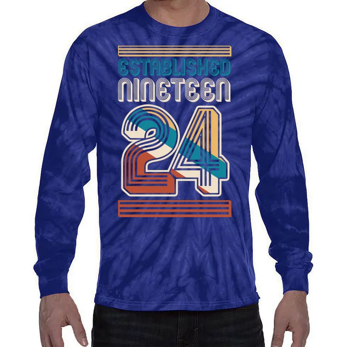 Retro Established Nineteen 24 1924 100th Birthday Tie-Dye Long Sleeve Shirt