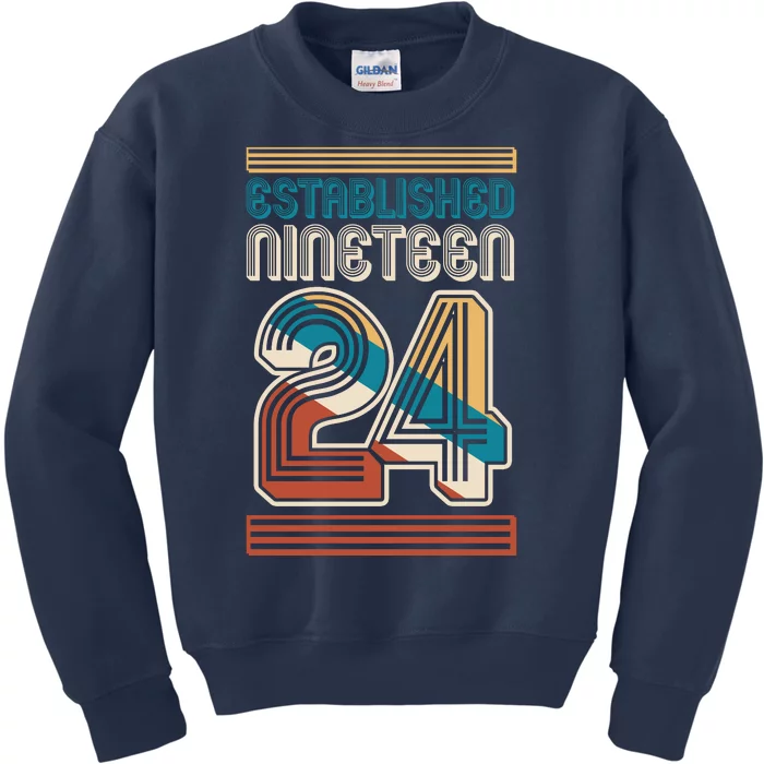 Retro Established Nineteen 24 1924 100th Birthday Kids Sweatshirt