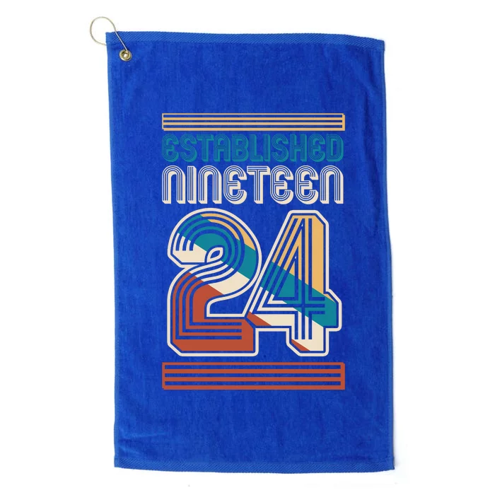 Retro Established Nineteen 24 1924 100th Birthday Platinum Collection Golf Towel