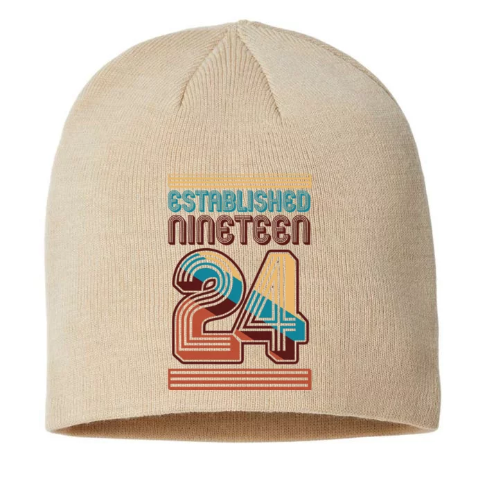 Retro Established Nineteen 24 1924 100th Birthday 8 1/2in Sustainable Knit Beanie