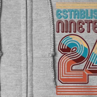 Retro Established Nineteen 24 1924 100th Birthday Full Zip Hoodie