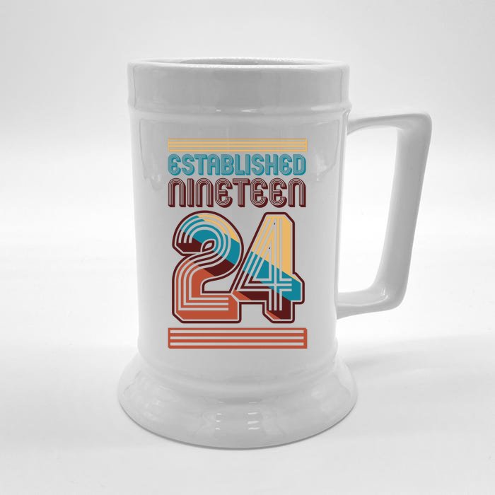 Retro Established Nineteen 24 1924 100th Birthday Front & Back Beer Stein