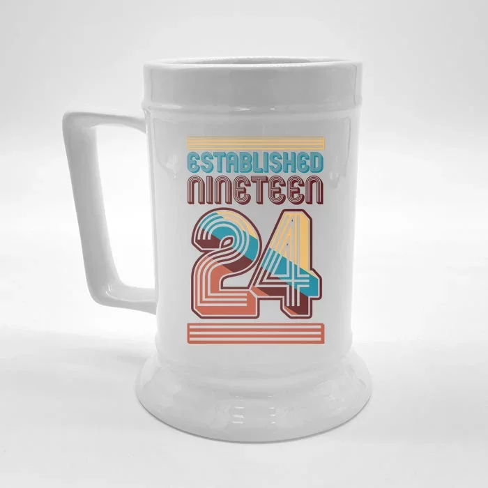 Retro Established Nineteen 24 1924 100th Birthday Front & Back Beer Stein