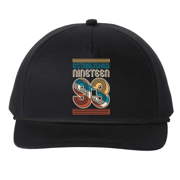 Retro Established Nineteen 93 1993 30th Birthday Snapback Five-Panel Rope Hat