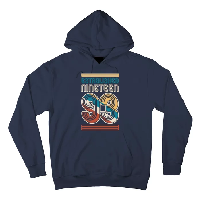 Retro Established Nineteen 93 1993 30th Birthday Hoodie