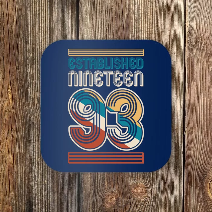 Retro Established Nineteen 93 1993 30th Birthday Coaster