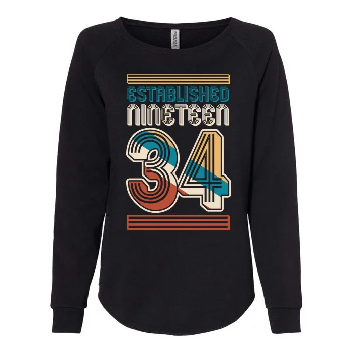 Retro Established Nineteen 34 1934 90th Birthday Womens California Wash Sweatshirt