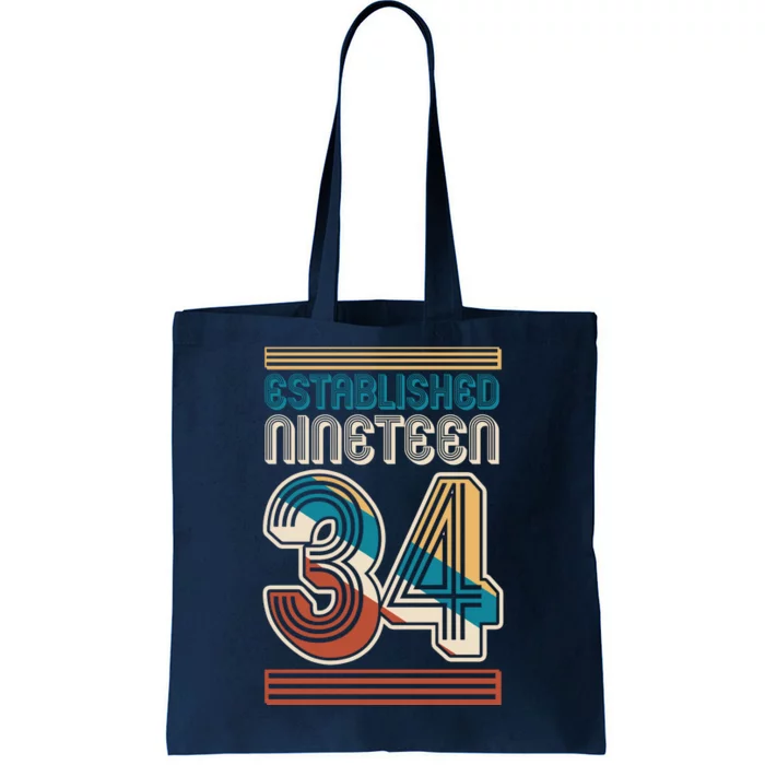 Retro Established Nineteen 34 1934 90th Birthday Tote Bag