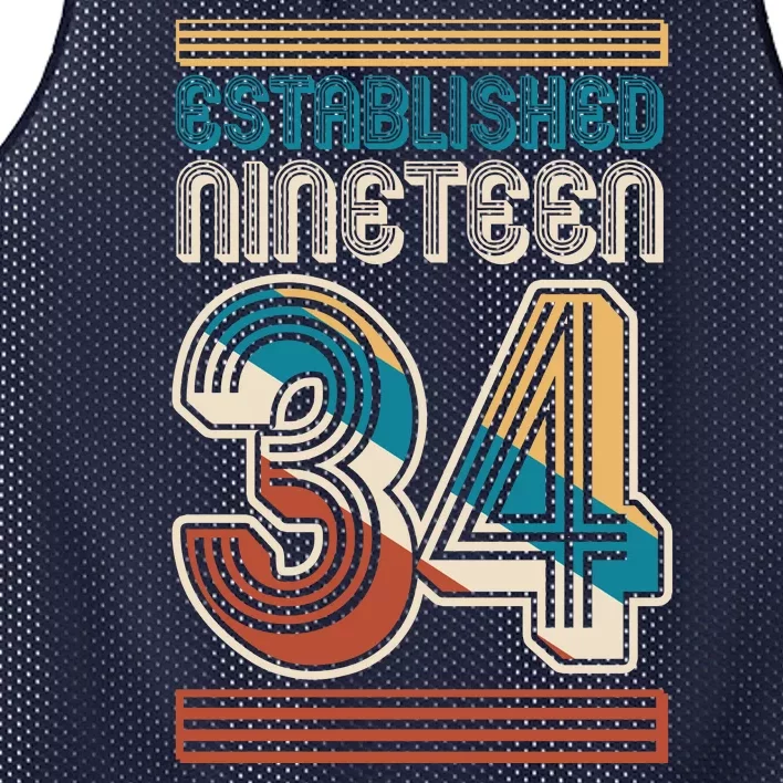 Retro Established Nineteen 34 1934 90th Birthday Mesh Reversible Basketball Jersey Tank