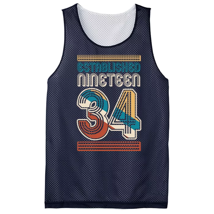 Retro Established Nineteen 34 1934 90th Birthday Mesh Reversible Basketball Jersey Tank