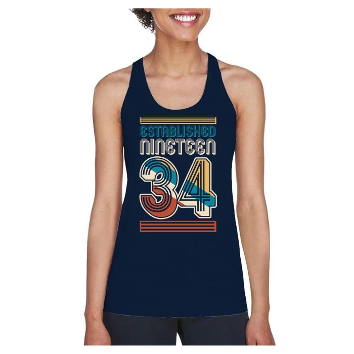 Retro Established Nineteen 34 1934 90th Birthday Women's Racerback Tank