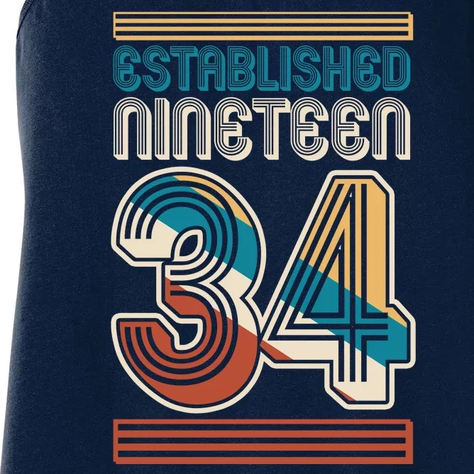 Retro Established Nineteen 34 1934 90th Birthday Women's Racerback Tank