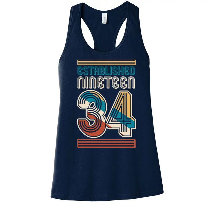 Retro Established Nineteen 34 1934 90th Birthday Women's Racerback Tank