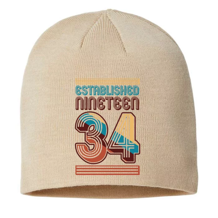 Retro Established Nineteen 34 1934 90th Birthday 8 1/2in Sustainable Knit Beanie