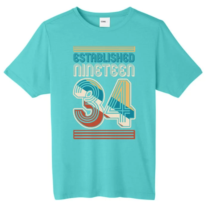 Retro Established Nineteen 34 1934 90th Birthday ChromaSoft Performance T-Shirt