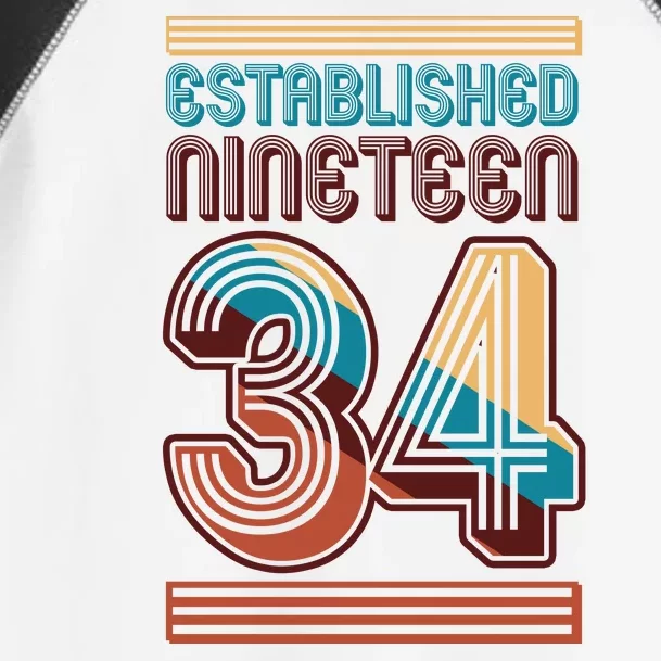 Retro Established Nineteen 34 1934 90th Birthday Toddler Fine Jersey T-Shirt