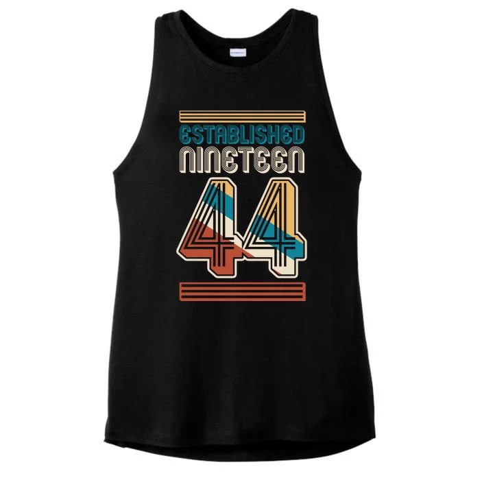 Retro Established Nineteen 44 1944 80th Birthday Ladies Tri-Blend Wicking Tank