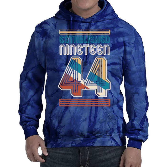 Retro Established Nineteen 44 1944 80th Birthday Tie Dye Hoodie