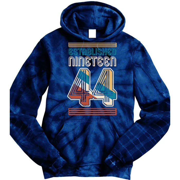 Retro Established Nineteen 44 1944 80th Birthday Tie Dye Hoodie