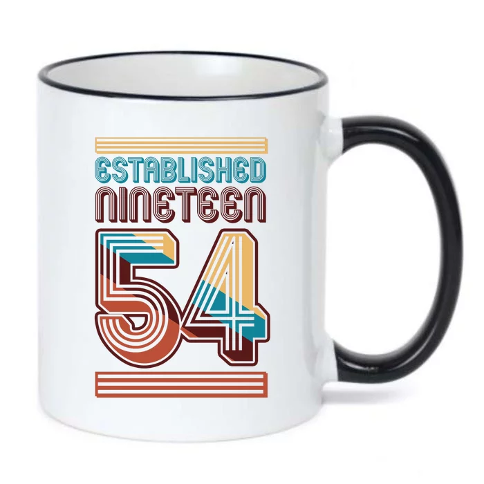 Retro Established Nineteen 54 1954 70th Birthday Black Color Changing Mug