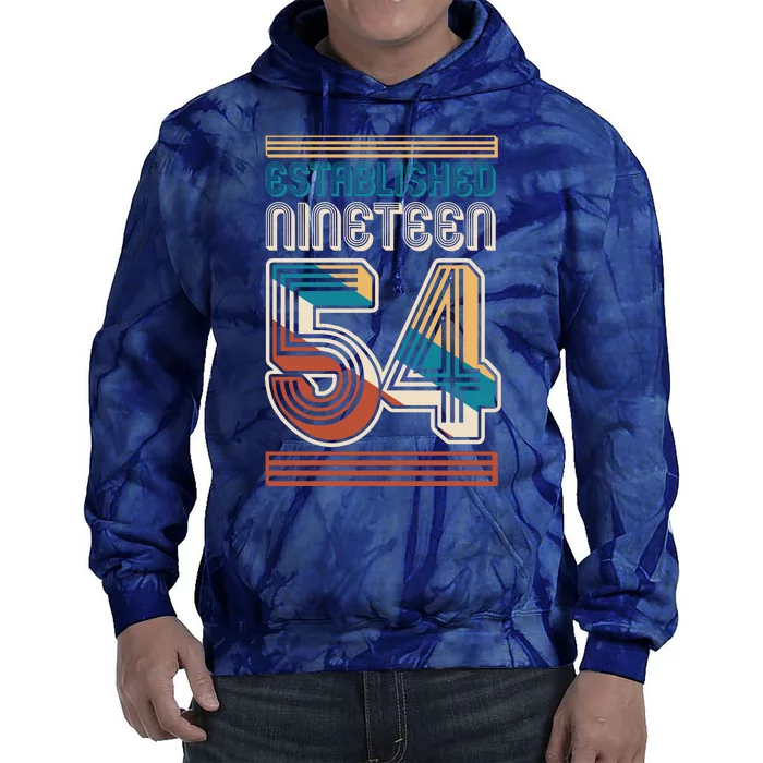 Retro Established Nineteen 54 1954 70th Birthday Tie Dye Hoodie