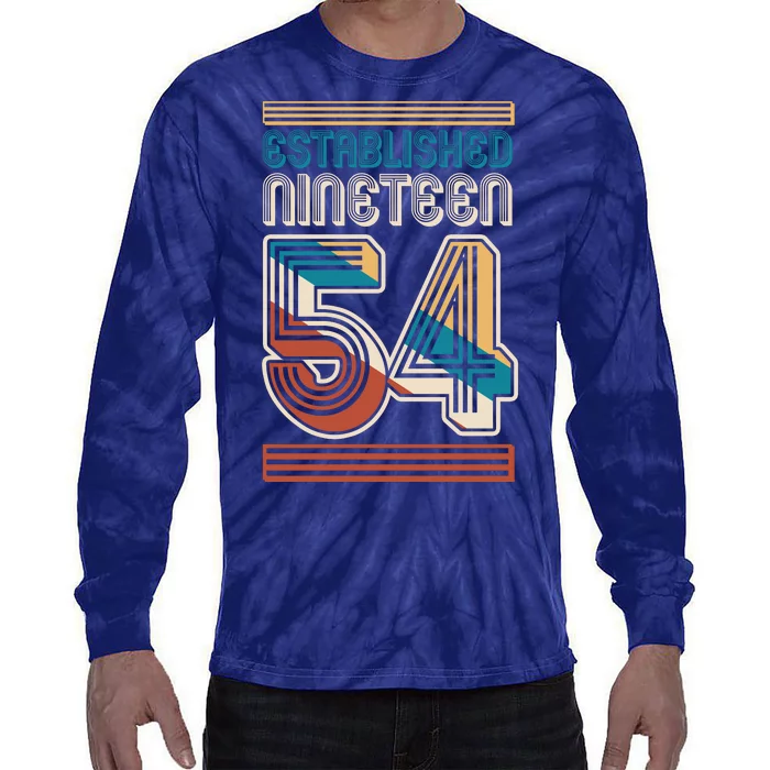 Retro Established Nineteen 54 1954 70th Birthday Tie-Dye Long Sleeve Shirt