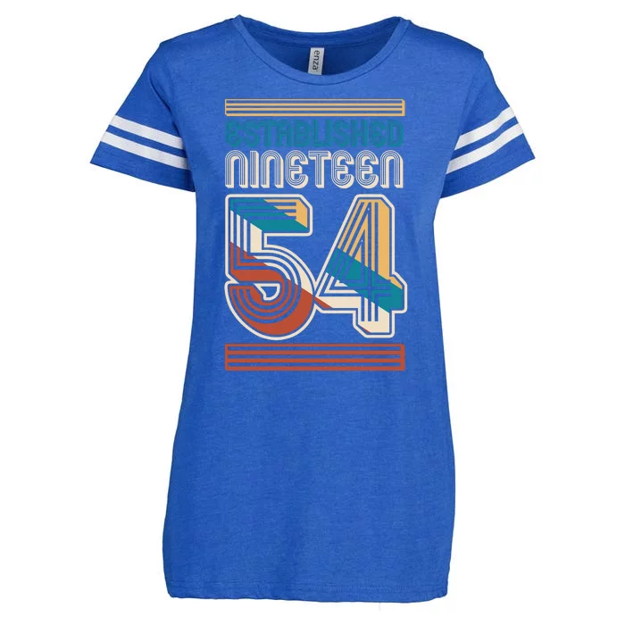 Retro Established Nineteen 54 1954 70th Birthday Enza Ladies Jersey Football T-Shirt