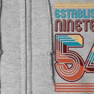 Retro Established Nineteen 54 1954 70th Birthday Full Zip Hoodie