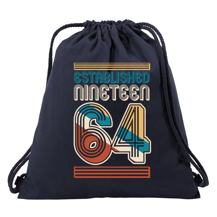 Retro Established Nineteen 64 1964 60th Birthday Drawstring Bag