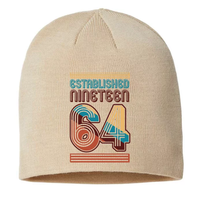 Retro Established Nineteen 64 1964 60th Birthday 8 1/2in Sustainable Knit Beanie