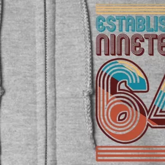 Retro Established Nineteen 64 1964 60th Birthday Full Zip Hoodie