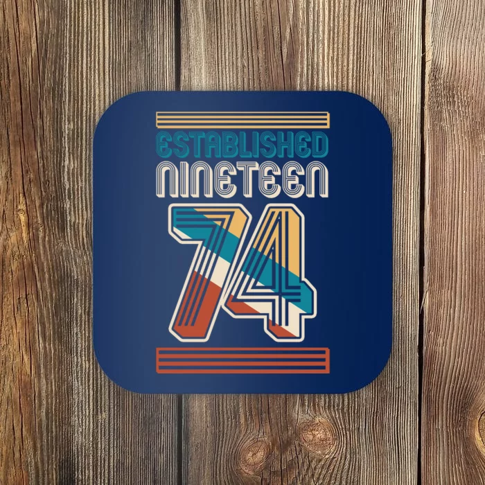 Retro Established Nineteen 74 1974 50th Birthday Coaster