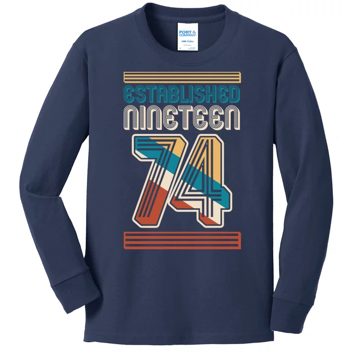 Retro Established Nineteen 74 1974 50th Birthday Kids Long Sleeve Shirt