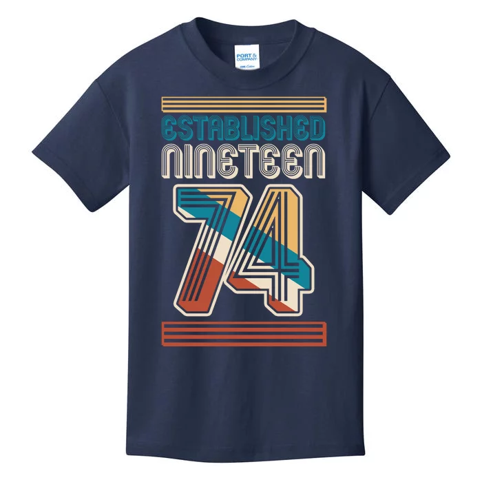 Retro Established Nineteen 74 1974 50th Birthday Kids T-Shirt