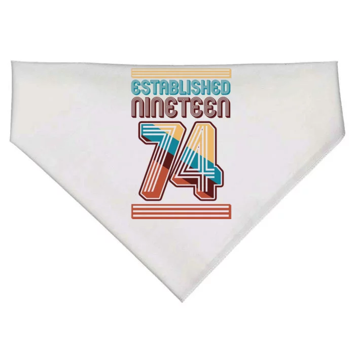 Retro Established Nineteen 74 1974 50th Birthday USA-Made Doggie Bandana