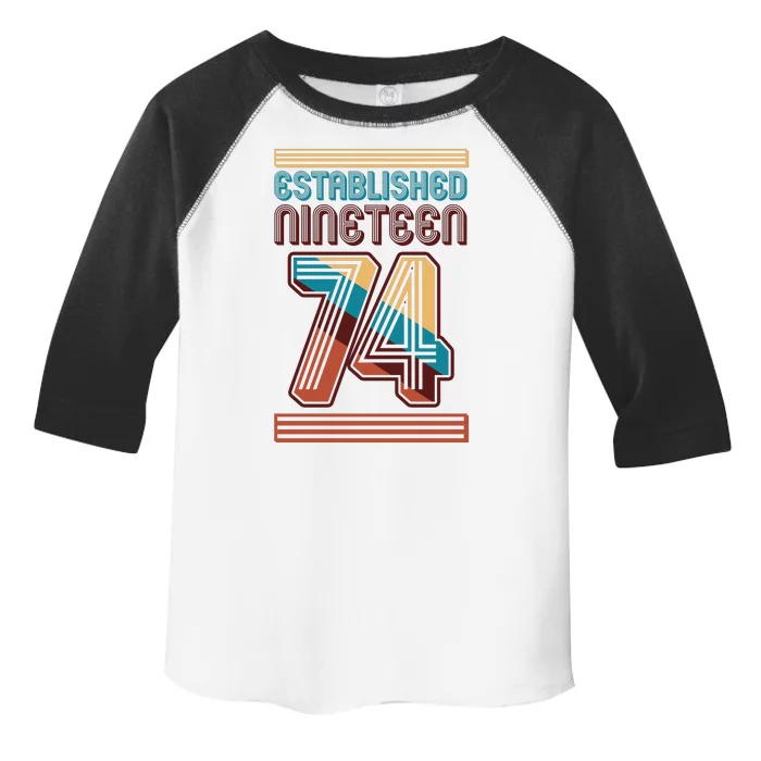 Retro Established Nineteen 74 1974 50th Birthday Toddler Fine Jersey T-Shirt