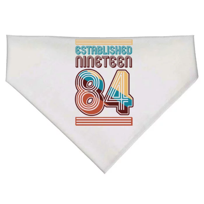 Retro Established Nineteen 84 1984 40th Birthday USA-Made Doggie Bandana