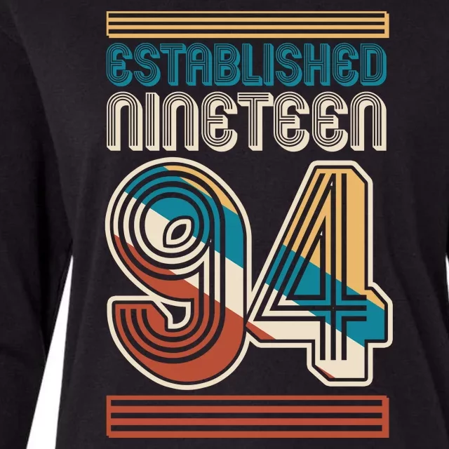 Retro Established Nineteen 94 1994 30th Birthday Womens Cotton Relaxed Long Sleeve T-Shirt