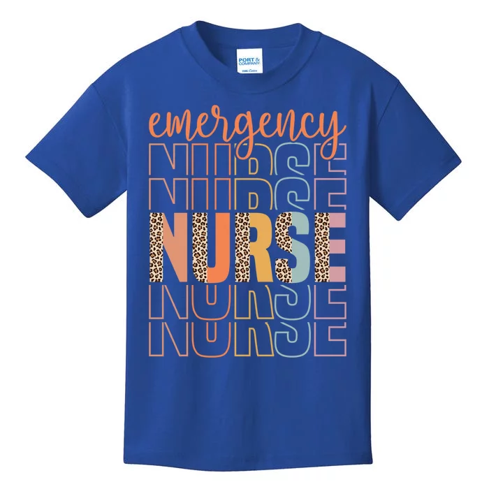 Retro Emergency Nurse Leopard Design Funny Nursing Vintage Gift Kids T-Shirt