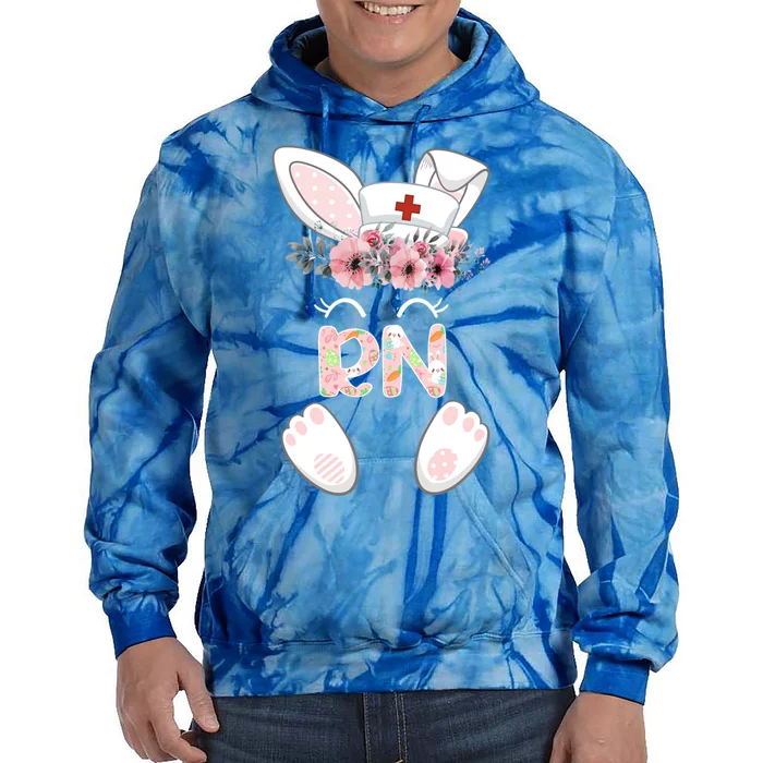 Rn Easter Nurse Floral Bunny Gift Tie Dye Hoodie