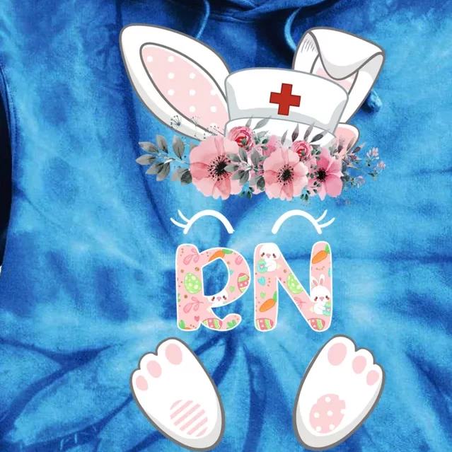 Rn Easter Nurse Floral Bunny Gift Tie Dye Hoodie