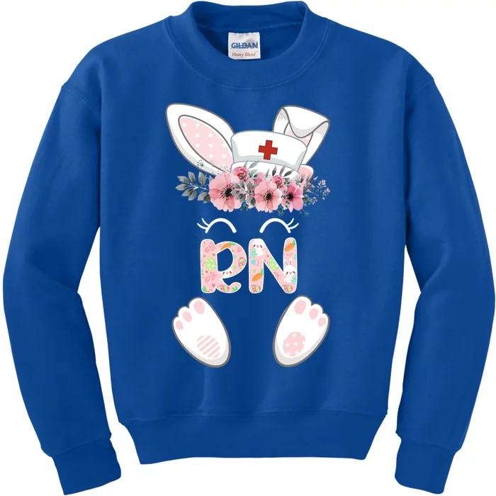 Rn Easter Nurse Floral Bunny Gift Kids Sweatshirt