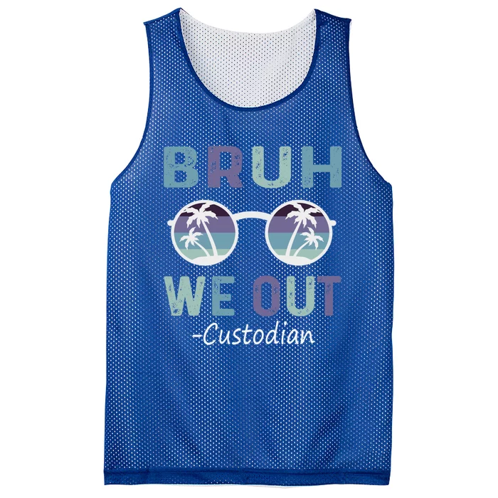 Retro End Of School Year Vintage Bruh We Out Custodian Gift Mesh Reversible Basketball Jersey Tank