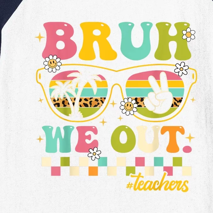 Retro End Of School Year Teacher Summer Bruh We Out Teachers Baseball Sleeve Shirt