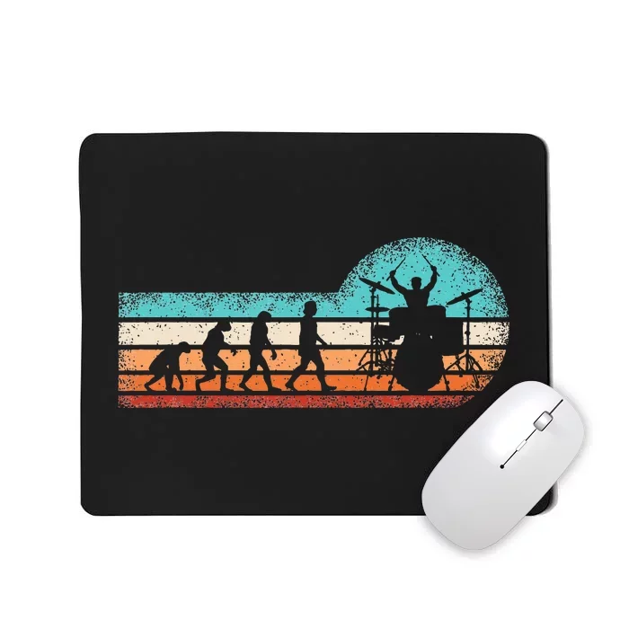 Retro Evolution Of Man Drumming Drum Set Band Funny Drummer Mousepad