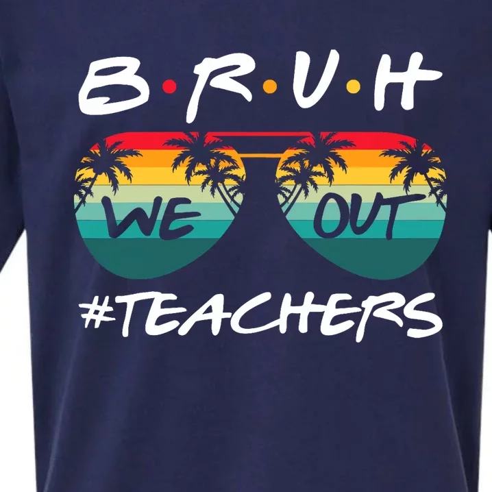 Retro End Of School Year Teacher Summer Bruh We Out Teachers Sueded Cloud Jersey T-Shirt