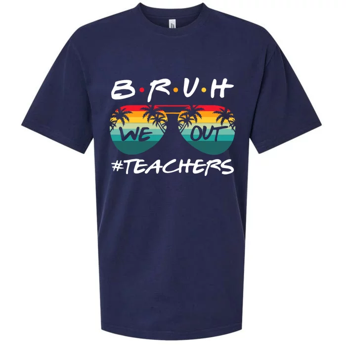 Retro End Of School Year Teacher Summer Bruh We Out Teachers Sueded Cloud Jersey T-Shirt