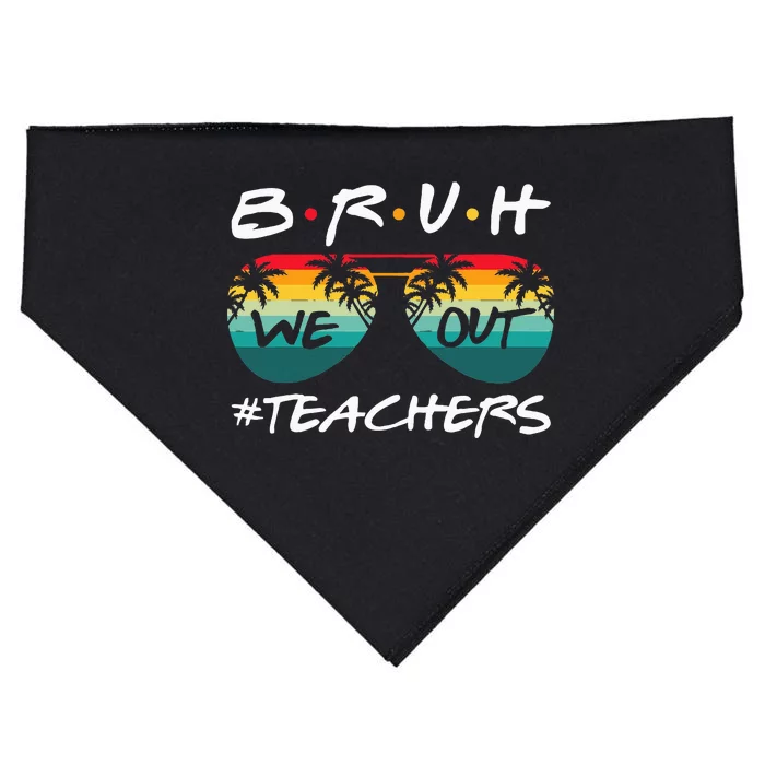 Retro End Of School Year Teacher Summer Bruh We Out Teachers USA-Made Doggie Bandana