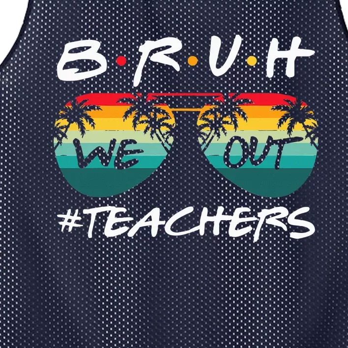 Retro End Of School Year Teacher Summer Bruh We Out Teachers Mesh Reversible Basketball Jersey Tank