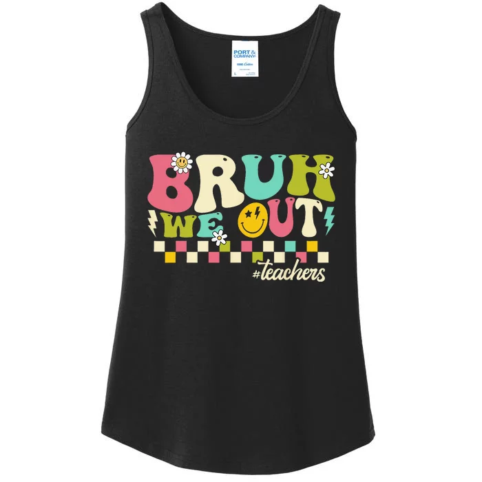 Retro End Of School Year Teacher Summer Bruh We Out Teachers Ladies Essential Tank